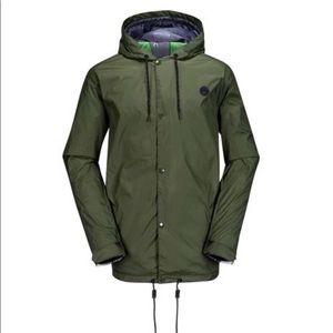 Volcom Mens S Quitter Jacket Green Olive Waterproof Lined Pockets NWT